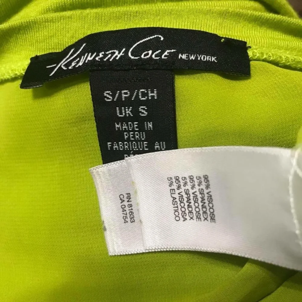 Kenneth Cole NY Neon Chartreuse Green Sleeveless High Low Y2K Top Women’s Small